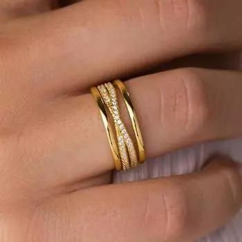 Кольцо Line Geometric Cross, простой классический комплект из трех колец, популярные легкие роскошные повседневные украшения No. 6