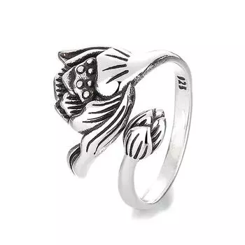 Кольцо лотоса в стиле ретро, мужские и женские одинаковые открытые трендовые кольца, которые могут регулировать этнические обычаи и индивидуальные кольца