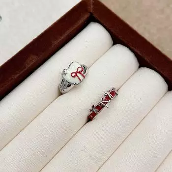 «Кольцо Love 2025 French Red Bow – Милый и универсальный открытый дизайн» белый