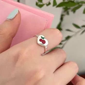 Кольцо Love Cherry для женщин, простое, темпераментное, корейская версия, студенческое, в форме сердца, регулируемое, летнее ювелирное изделие