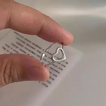 Кольцо Love Hollow для женщин, простое, с отверстием в форме сердца, регулируемое, корейская версия