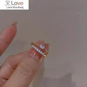 Кольцо Love Inkstone Rhinestone Ring Set Женский уникальный дизайн Модное индивидуальное кольцо Свадебные украшения Подарок на день рождения Resizable