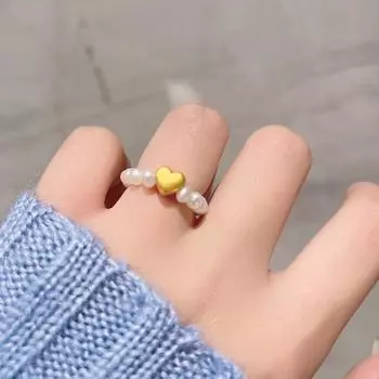 Кольцо Love Pearl Женское плетеное вручную кольцо Princess Ring on The Run Регулируемое Opening adjustable золотой