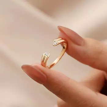 Кольцо Love Ring из розового золота для женщин, легкое, роскошное, нишевое, темпераментное, открытое, с цирконием