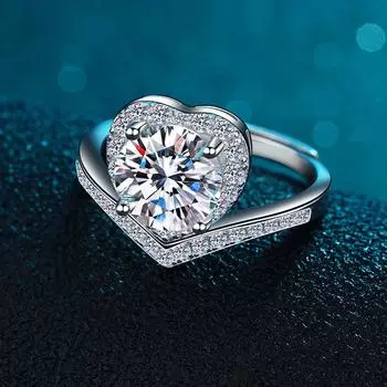 Кольцо Love Ring из стерлингового серебра S925, женское, Япония и Корея, простое, 2 карата, V-образное, бриллиантовое кольцо, открытое кольцо opening adjustable