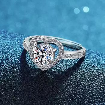 Кольцо Love Ring из стерлингового серебра S925, женское, Guochao, однокаратное, открытое кольцо, модное, с сердечками, бриллиантовое кольцо ко Дню святого Валентина opening adjustable