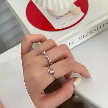 Кольцо Love Ring из стерлингового серебра 925 пробы для женщин, легкое, роскошное, нишевое, нежно-розовое, с цирконием, кольцо на указательный палец, регулируемое, новое летнее opening adjustable