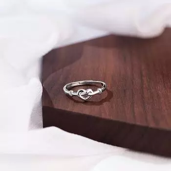 Кольцо Love Ring из сверкающего циркония, женственность, легкость, роскошь, инкрустированное цирконием, регулируемое кольцо в форме сердца с отверстием