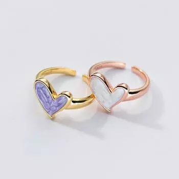 Кольцо Love Ring с красочными каплями масла, нишевый дизайн, простая индивидуальность, модное кольцо с открытым индексом в форме сердца Opening adjustable