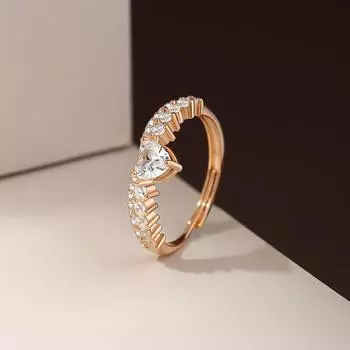 Кольцо Love Ring женское легкое роскошное нишевое открытое кольцо с инкрустацией цирконием