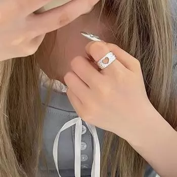 Кольцо Love Ring женское простое Ins Style Temperament широкая версия металлическое отверстие регулируемое кольцо на указательный палец