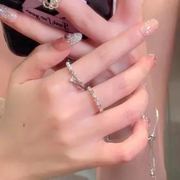 Кольцо Love Zircon для женщин, легкое, роскошное, нишевое, изысканное и милое, имитация жемчуга, кольцо в форме сердца, регулируемое