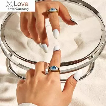 Кольцо Lucky Eye Gold Evil Eye, женская мода, готика, панк, ювелирные изделия, эстетическое золотое кольцо, кольцо Anillo Ring