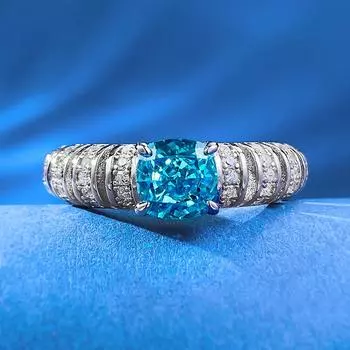 Кольцо Lulu Tong из стерлингового серебра 925 пробы с бриллиантом Параиба - Европейский и американский стиль легкой роскоши для женщин Size 6