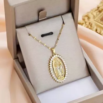 Кольцо Мадонна кулон ожерелье темперамент свет роскошь нишевый дизайн аксессуары. золотой