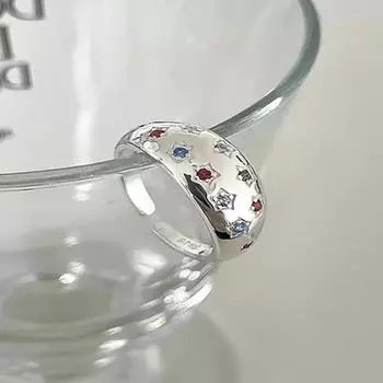 Кольцо-манжета FOXANRY с цирконием для женщин, милые креативные геометрические звезды, ювелирные изделия на день рождения, аксессуары, подарки 17mm серебряный