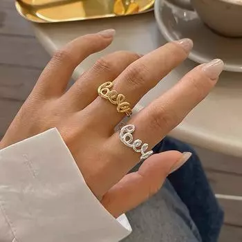 Кольцо-манжета Foxanry с надписью «LOVE» для женщин, пары, минималистичные винтажные модные ювелирные изделия на юбилей, аксессуары, подарки 17mm золотой