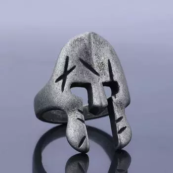 Кольцо-маска из серебра 925 пробы, спартанский воин, черная маска, мужское и женское кольцо в стиле ретро 7