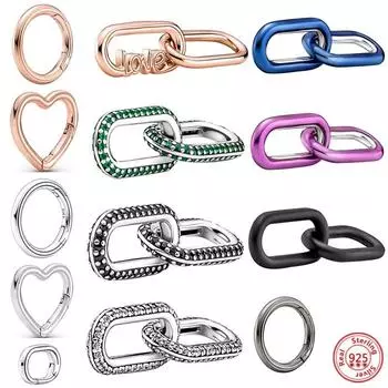 Кольцо Me из стерлингового серебра 925 пробы с круглым разъемом, двойной браслет, подходит для оригинального браслета-цепочки Me Link, ювелирные изделия