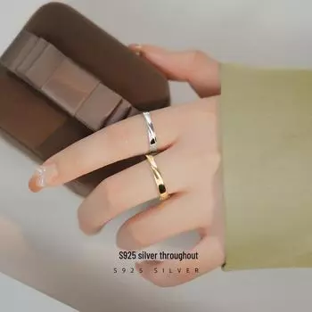 Кольцо Мебиуса Banyan Tree S925 Silver с регулировкой для женщин RS901; Adjustable opening белого золота