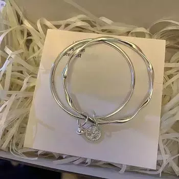 Кольцо Мебиуса, двойное кольцо, колокольчик, серебряный браслет, женская мода, повседневное универсальное украшение для молодежи 17cm