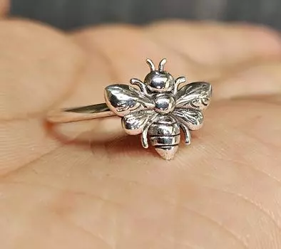 Кольцо «Медовая пчела», дизайнерское кольцо, стерлинговое серебро 925 пробы, женское кольцо «Пчела», кольцо «Удача», кольцо «Обещание» 4.5