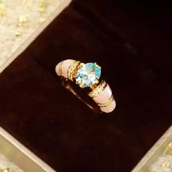 Кольцо Merad White Bay Paraiba из стерлингового серебра 925 пробы в стиле ретро, женское, нишевое, премиум, легкая роскошь No. 6 небесно-голубой