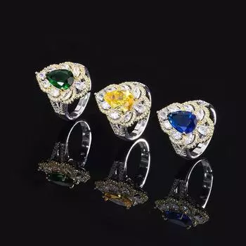 Кольцо Micro Diamond Living Ring High Lady Vintage Court Ring сапфировый