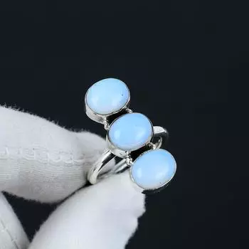 Кольцо Milky Opal, регулируемое, из стерлингового серебра 925 пробы — подходит для размеров США от 6 до 10 — украшения ручной работы в стиле бохо для женщин и мужчин, подарки на День святого Валентина Adjustable белый