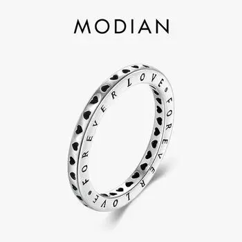 Кольцо Modian из стерлингового серебра 925 пробы с сердечками, изысканные штабелируемые классические любовные кольца для женщин, юбилейные украшения 6 серебряный