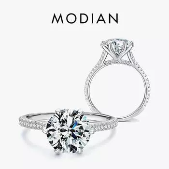 Кольцо MODIAN с прозрачным камнем 3 карата из стерлингового серебра 925 пробы, кольца с короной для женщин, эффектные ювелирные изделия на свадьбу и помолвку 5 серебряный