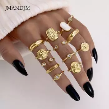 Кольцо модное белое отверстие для капель масла регулируемый бриллиантовый набор полый рельеф портрет комбинация 13 предметов