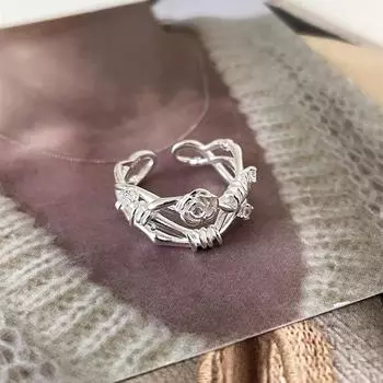 Кольцо Mori retro rose для женщин, универсальное, высококачественное, с цирконием, кольцо на указательный палец из стерлингового серебра, новое осенне-зимнее кольцо opening adjustable
