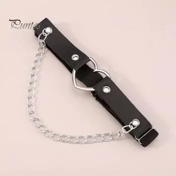 Кольцо на бедро, черный ремешок из искусственной кожи, звеньевая цепочка, готический панк, сексуальный подарок, эластичный подвесной пояс с сердечками, подвязки для ног, украшения для тела чёрный