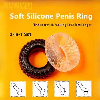 Кольцо на член, силиконовое кольцо для пениса, клетка для мужской эрекции, задержки эякуляции, секс-игрушки для мужчин, кольца для пар, игрушки для взрослых 18+, комплект 2-в-1 3.8cm*1.5cm