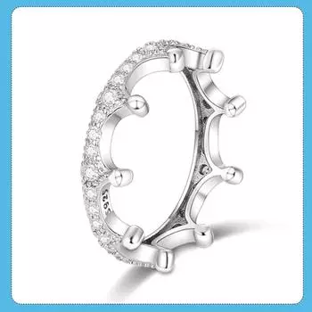 Кольцо на палец из серебра 925 пробы, прозрачное сверкающее кольцо с короной, женские кольца для женщин, свадебные, помолвочные, модные украшения 8