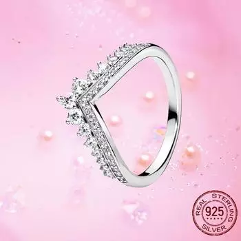 Кольцо на палец из стерлингового серебра 925 пробы, кольца принцессы для женщин, обручальное кольцо с прозрачным цирконием, ювелирные изделия, подарок Anel 7