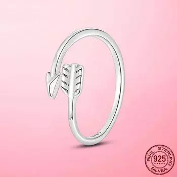 Кольцо на палец из стерлингового серебра 925 пробы, серебряное кольцо-стрела 925 пробы для женщин, кольцо открытого размера для свадьбы, помолвки, вечеринки, ювелирные изделия