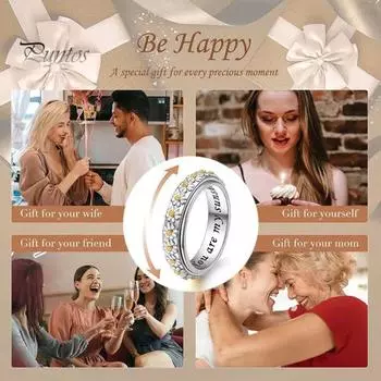 Кольцо на палец Изысканное износостойкое вращающееся геометрический узор Ретро украшение Гальваника Цветок Резное кольцо на костяшку пальца Модные украшения US 6 серебряный