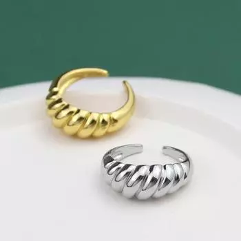 Кольцо на палец, открытое регулируемое преувеличенное неувядающее винтажное украшение, индивидуальное женское ювелирное изделие, кольцо с французским круассаном золотистый