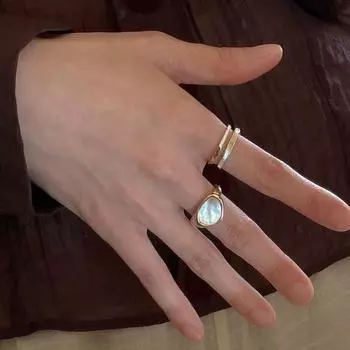 Кольцо на палец, регулируемое ювелирное изделие, изысканное анти-выцветание, геометрическое кольцо в японском стиле синий