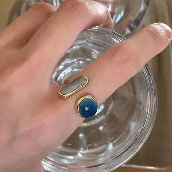 Кольцо на палец, регулируемое ювелирное изделие, изысканное антивыцветающее геометрическое кольцо в японском стиле для вечеринки зелёный