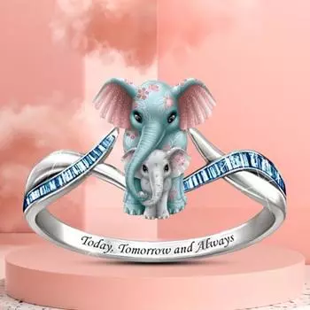 Кольцо на палец с милым мультяшным слоном, романтические аксессуары, ювелирные изделия, женское кольцо, подарок на день Святого Валентина US 9 серебряный