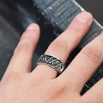 Кольцо на палец в стиле ретро, нежный узор, гальваника, геометрическое, устойчивое к выцветанию украшение, модный предмет, скандинавская мифология US 8 серебряный