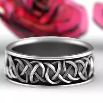 Кольцо на палец в стиле ретро с нежным узором, гальваническим покрытием, геометрическим, устойчивым к выцветанию украшением, предмет скандинавской мифологии US 8 серебряный