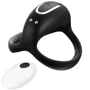Кольцо на пенис с беспроводным пультом управления, электрический вибратор для мужчин, 10 динамических частот вибрации, мощный USB силиконовый