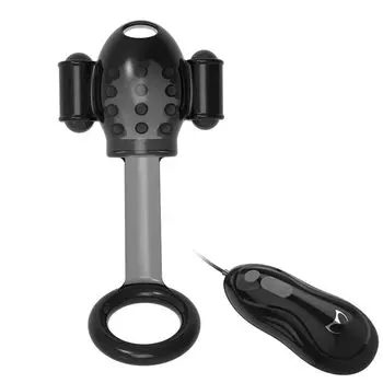 Кольцо на пенис с двойным ротором, 12 режимов вибрации, из ТПЭ, для мужчин, черное, 138 мм x 65 мм, от TaRiss s