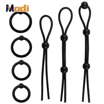 Кольцо на пенис Веревка Регулируемые Секс-игрушки для Взрослых Мужчин Силиконовые Кольца на член для Задержки Эякуляции