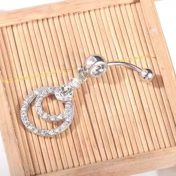 Кольцо на пупок с кубическим цирконием, стальное круглое украшение для тела на животе для женщин, пирсинг живота серебряный