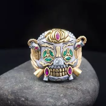 Кольцо на удачу в виде черепа из фильма, периферическое, стерлинговое серебряное кольцо для мужчин Sterling Silver-10